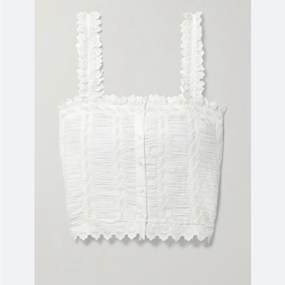 Doen Net Sustain Ari Broderie Anglaise And Ruched Organic Cotton-Voile Top - Picture 2 of 5